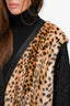 Dries Van Noten Black/Leopard Faux Fur/Nylon Cardigan Size M