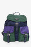 Prada Green/Navy Nylon/Saffiano Leather Trim Backpack