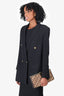 Saint Laurent Black Wool Blazer with Gold Striped Buttons Size 38