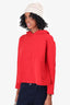 Balenciaga Red Crop Hooded Sweatshirt Size M