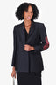 Balenciaga Black Wool Red Embroidered Blazer Size 38