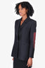 Balenciaga Black Wool Red Embroidered Blazer Size 38