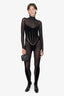 Mugler x Wolford Black Sheer Panelled Bodysuit Size XS