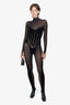 Mugler x Wolford Black Sheer Panelled Bodysuit Size XS