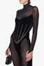 Mugler x Wolford Black Sheer Panelled Bodysuit Size XS