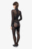 Mugler x Wolford Black Sheer Panelled Bodysuit Size XS