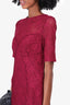 Nina Ricci Red Lace A-Line Midi Dress Size 38