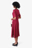 Nina Ricci Red Lace A-Line Midi Dress Size 38