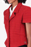 Pre-Loved Chanel™ Red Quilted Short Sleeve Jacket Size 40