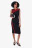 Stella McCartney Black/Red Colour Block Midi Dress Size 40