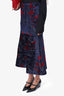 Yigal Azrouel Navy/Red Velvet Embellished Midi Skirt Size 4