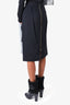 Roland Mouret Black Leather-Effect Contrast Pencil Skirt Size 8