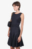 Oscar de la Renta Grey Wool Pleated Dress With Belt Size 8