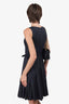 Oscar de la Renta Grey Wool Pleated Dress With Belt Size 8