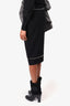 Givenchy Black Wool Silver Stud Pencil Skirt Size XS