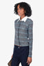 Diane von Furstenberg Blue/Brown Wool Pattern Cardigan Size XS