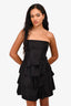 Miu Miu Black Silk Tiered Strapless Dress Size 38