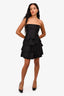 Miu Miu Black Silk Tiered Strapless Dress Size 38