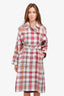 Zimmermann White/Pink Check Cotton Trench Coat with Belt Size 0