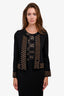 Maje Black Knit Open Cardigan with Gold Grommet Detail Size 3