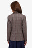 Brunello Cucinelli Brown Wool Checkered Sequin Collar Blazer Size 42