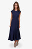 Gabriela Hearst Navy Blue Raw Hem Sleeveless Maxi Dress Size 44