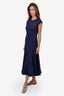 Gabriela Hearst Navy Blue Raw Hem Sleeveless Maxi Dress Size 44