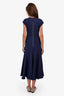 Gabriela Hearst Navy Blue Raw Hem Sleeveless Maxi Dress Size 44