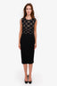 Giambattista Valli Black Wool Patterned Midi Dress Size M