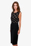 Giambattista Valli Black Wool Patterned Midi Dress Size M