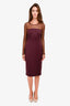 Max Mara Burgundy Mesh Detail Midi Dress Size 44