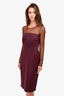 Max Mara Burgundy Mesh Detail Midi Dress Size 44