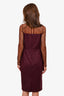 Max Mara Burgundy Mesh Detail Midi Dress Size 44