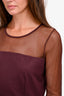 Max Mara Burgundy Mesh Detail Midi Dress Size 44