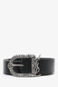 Saint Laurent Black Leather Western YSL Buckle Belt Size 95