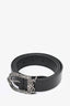 Saint Laurent Black Leather Western YSL Buckle Belt Size 95