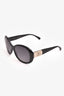 Pre-Loved Chanel™ Black Acrylic Oversized Sunglasses with Beige Leather CC Turn Lock Sides