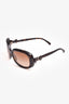 Pre-Loved Chanel™ Dark Brown Tortoiseshell Bow Side Sunglasses (Narrow Fit)