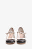 Miu Miu White/Black Patent Leather Mary Jane Pumps With Pearl Chain Strap Size 36