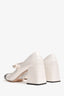 Miu Miu White/Black Patent Leather Mary Jane Pumps With Pearl Chain Strap Size 36