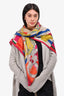 Hermes Pink/Red/Multicolour 'Etriers' Cashmere/Silk 140cm Scarf