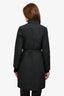 Max Mara Studio Black Floral Quilted Coat with Thin Leather Belt Size 8 US