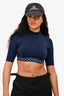 Louis Vuitton Navy Blue 'Flight Mode Sporty' Crop Top With Monogram Trim Size 36