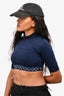 Louis Vuitton Navy Blue 'Flight Mode Sporty' Crop Top With Monogram Trim Size 36