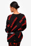 Balenciaga Black/Red Logo Wool All Over Print Sweater Size S