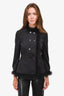 Simone Rocha Black Feather Trim Double Breasted Jacket Size 8 UK