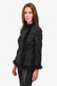 Simone Rocha Black Feather Trim Double Breasted Jacket Size 8 UK