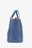 Salvatore Ferragamo Blue Grained Leather Perforated Mini 'Marta' Tote with Strap