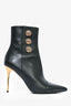 Balmain Black Leather Gold Button Heeled 'Roni' Boots Size 37