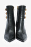 Balmain Black Leather Gold Button Heeled 'Roni' Boots Size 37